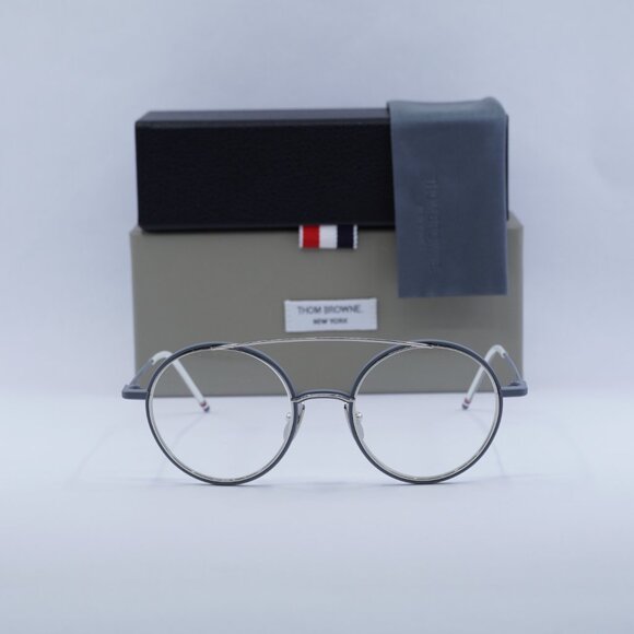 Thom Browne TB108 BGRYSLV50 Round Eyeglasses 50mm – Grey/Silver - Picture 2 of 10